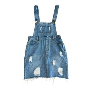 Vintage 90s Falmer Heritage denim jeans distressed mini skirt overalls